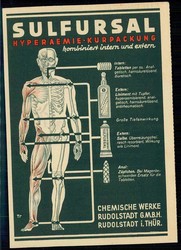 Alte Firmen-Werbekarte, hier 'Sulfursal Kurpackung', Karte der ...