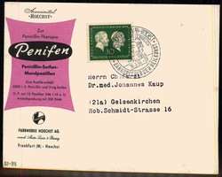 Alte Firmen-Werbekarte, hier 'Penicillin-Surfen-Mundpastillen', mit ...