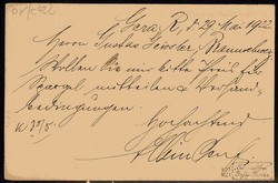 40 Pf. Postreiter Postkarte 1921 mit ZF, gelaufen Gera, gute ...