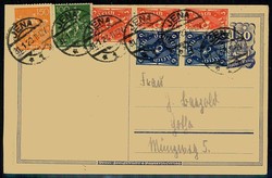 1,50 Mark Postreiter Postkarte 1922 mit ZF, sauber gest. 'Jena', gute ...