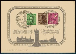 Torgau, Gedenk-Spendenblatt über 3 Mark für Aufbau und ...