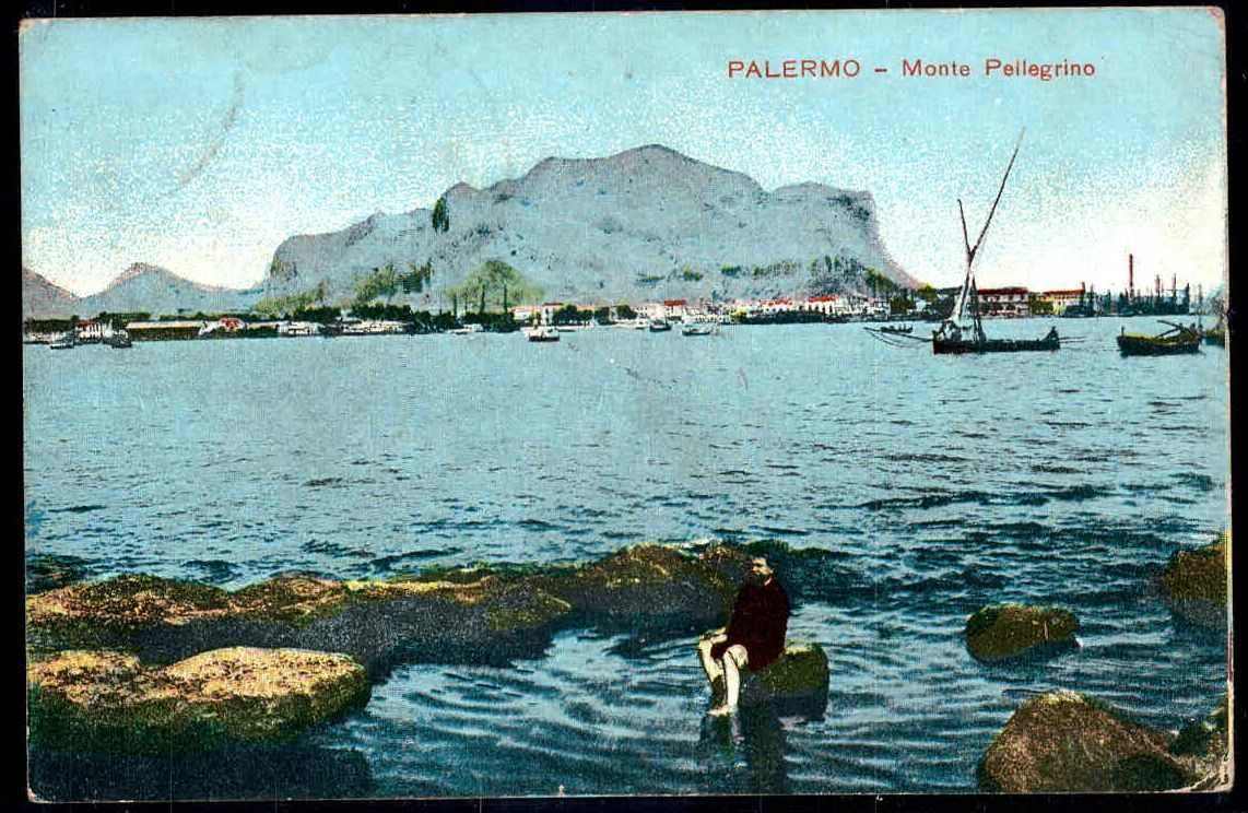 Palermo, Fotokarte des 'Monte Pellegrino', gelaufen 1910 an Herrn ...