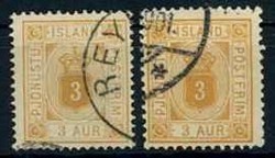 3 A. ocker, Dienstmarke in A.- und B.-Zähnung, jew. bedarfsgest. ...