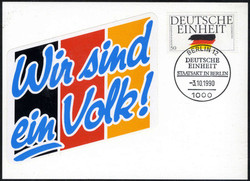 50 Pf. Deutsche Einheit 1990, mit SST 'Berlin Staatsakt 3.10.90' und ...