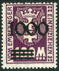 1 Tsd. Mark auf 100 Mark Porto-Aufdruckmarke Oktober 1923 mit ...