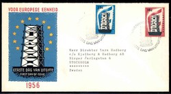 Europa CEPT 1956, hübsch auf echt nach Schweden gelaufenem FDC mit ...