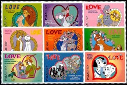 die 60 Cent-Grußmarken Liebespaare aus Walt Disney-Zeichentrickfilm ...