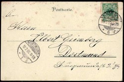 Düsseldorf, Farblithokarte mit Rhein-Partie und Düsseldorfer Wappen ...