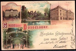 Düsseldorf, 'Gruß aus..'-Karte zum Neuen Jahr 1900 aus Düsseldorf ...
