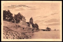 Düsseldorf-Kaiserwerth, Karte mit dem Rhein und dem Restaurant und ...