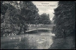 Düsseldorf, Goldene Brücke im Hofgarten, echt gelaufen 1910 nach ...