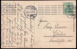 Düsseldorf, Goldene Brücke im Hofgarten, echt gelaufen 1910 nach ...