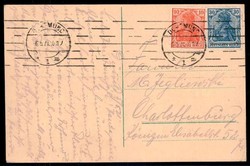 Düsseldorf, Königsallee, echt gelaufen 1921, vs. Stpl.-Farbe und ...