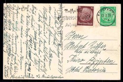 Karte mit vers. Sehenswürdigkeiten, portogerecht gelaufen März 1939 ...
