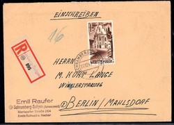 1 Mark Freimarke auf R.-Brief mit provisorischem R.-Zettel ...