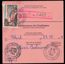 60 Pf. Heuss als portogerechte EF auf Auslands-Postüberweisung über ...