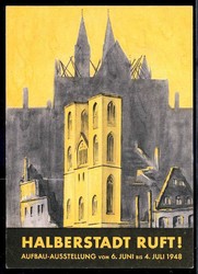 'Halberstadt ruft', eindrucksvolle Sonderkarte zur Aufbau-Ausstellung ...