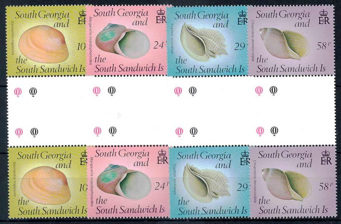 Schnecken und Muscheln 1988, in Paaren mit Zwischenstegen, tadellos ...