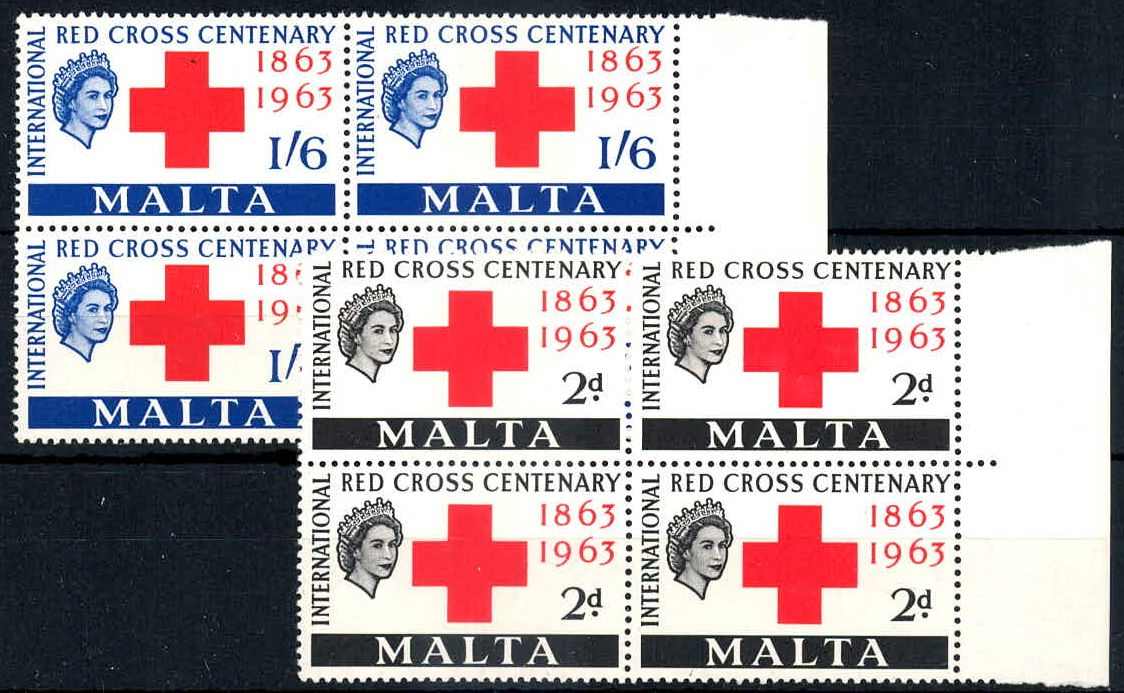 Rotes Kreuz 1963, in Viererblöcken, tadellos postfrisch, Luxus. M€ ...