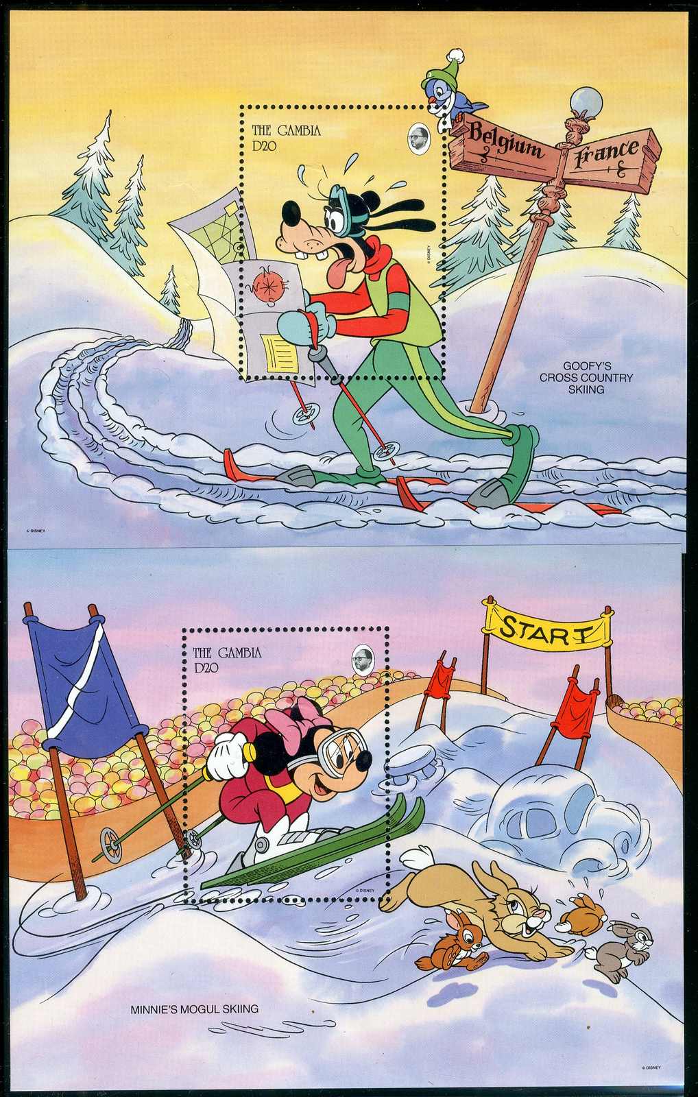 Disney-Figuren beim Wintersport-Blöcke 1993, tadellos postfrisch, ...