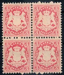 3 Kr. Staatswappen 1875, mit Wz2., Viererblock, tadellos postfrisch, ...