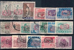 Freimarken und Flugpostmarken mit farbigem Aufdruck des neuen Wertes ...