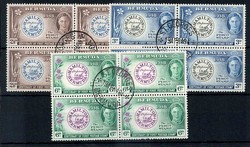 100 Jahre Briefmarken von Bermuda 1949, in Viererblöcken, jew. zentr ...