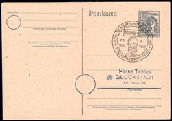 12 Pf. Arbeiter-Ganzsache mit SST '1. Briefmarkenschau 1.10.48', gute ...