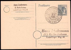 12 Pf. Arbeiter-Ganzsache mit SST '1. Briefmarkenschau 1.10.48', gute ...
