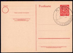 45 Pf. Ziffer-Ganzsache mit sauberem Blanko-SST 'Kiel - Tag der ...