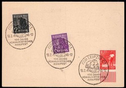 10 Pf. Ziffer-Ganzsache mit Maschinen-Werbestpl. vom 10.3.1948 für ...