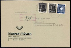 80 Pf. Ziffer mit portogerechter ZF auf R.-Brief aus ...