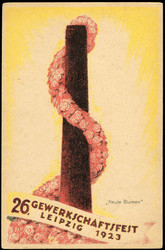 Gewerkschaftsfest 1923: mehrfarbige Erinnerungs-Karte an das 26. ...