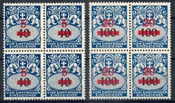 5 Pf. auf 40 Pf. und 20 Pf. auf 100 Pf. Porto-Aufdruckmarken 1932, in ...