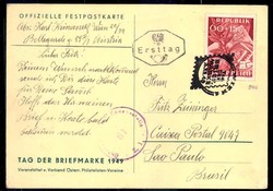 Tag der Briefmarke 1949, auf offizieller Festpostkarte mit ESST, echt ...
