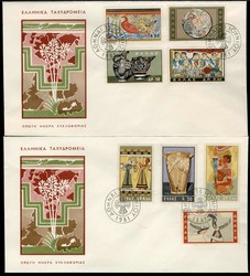Minoische Kunst 1961, sauber auf zwei Blanko-Schmuck-FDC's, jew. mit ...
