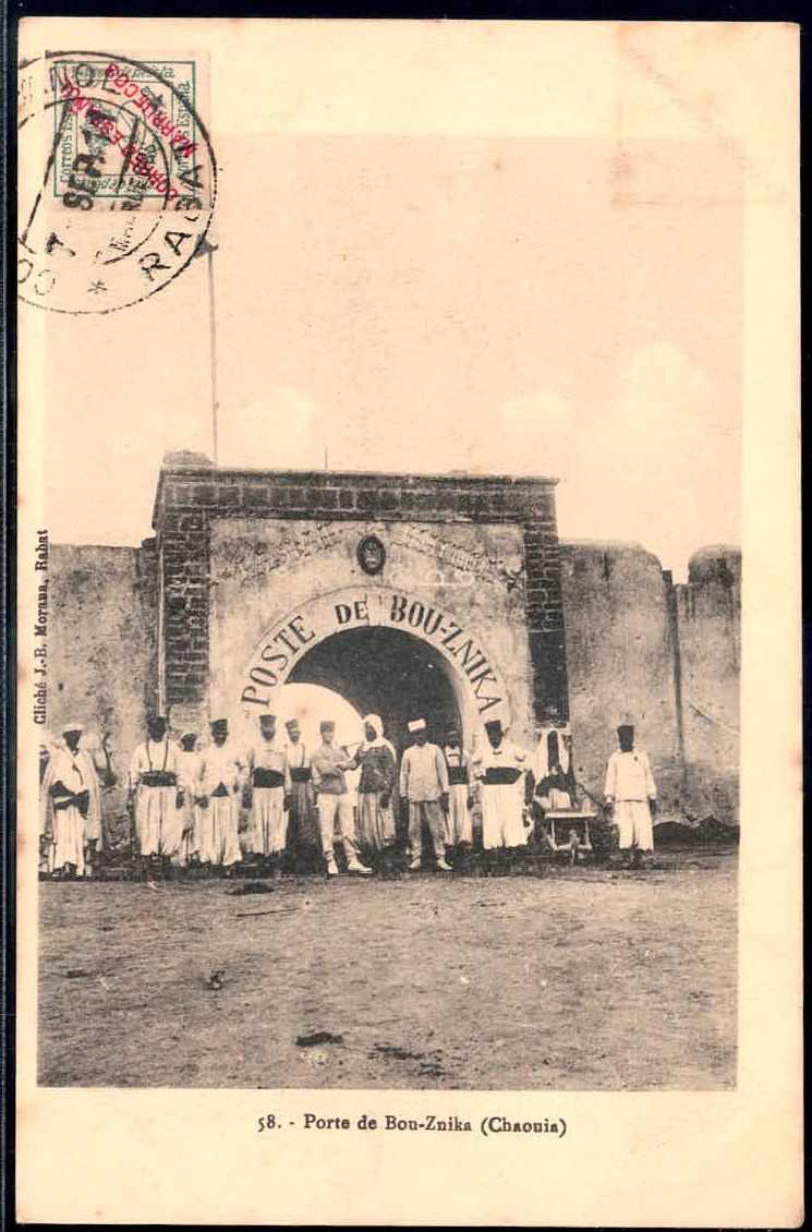 1911, bildseitig frankierte AK '58. Porte de Bou-Znika (Chaouia)', rs ...