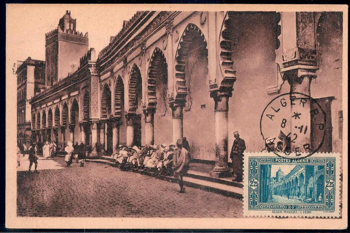 1942, bildseitig frankierte AK mit Abbildungen der Moschee ...