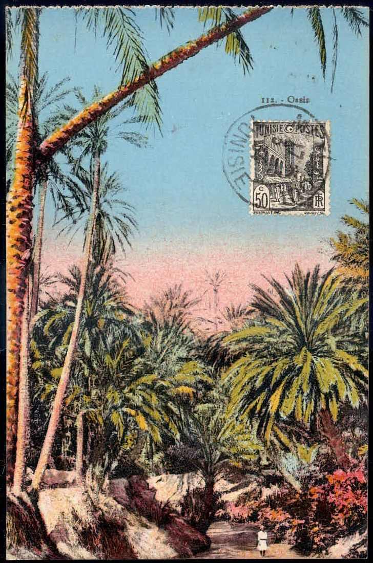 1934, bildseitig frankierte AK mit üppigem Palmenbewuchs usw. in ...