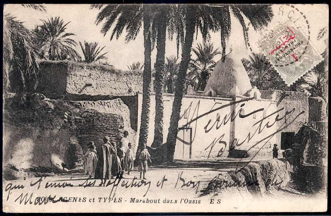 1916, bildseitig frankierte AK mit Aufnahme aus einer Oase, rs. eng ...