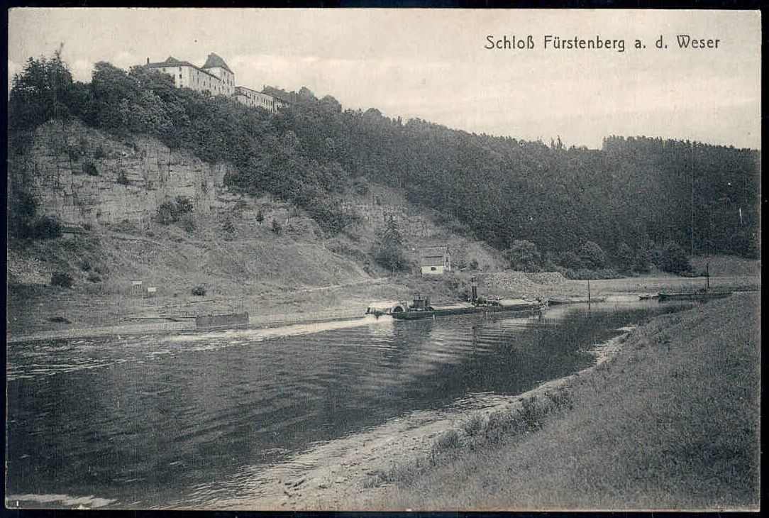 Schloss Fürstenberg a. d. Weser: s/w.-Fotokarte, gelaufen per ...