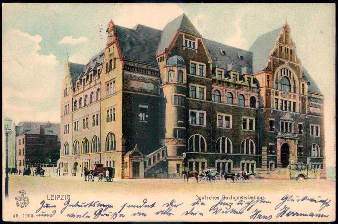 Leipzig: Farb-AK 'Deutsches Buchgewerbehaus', gelaufen 1904 nach ...