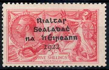 5 Sc. Freimarke mit Aufdruck 1922, in Type I., sauber ungebraucht, ...