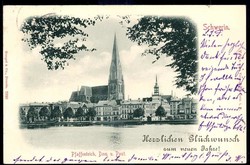 Schwerin: 1898, gelaufene Karte als Glückwunschkarte zum neuen Jahr, ...