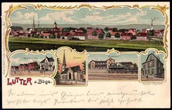 Lutter am Barenberge: Farb-Lithokarte mit vers. Ansichten aus dem Ort ...
