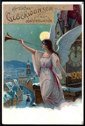 Neujahrskarte zum Jahreswechsel 1902, besonders dekorativ, rs. mit ...