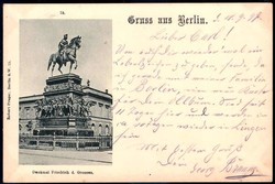 Berlin: 1897, Fotokarte mit Aufnahme vom Denkmal Friedrich d. Großen ...