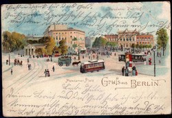 Berlin: 1901, Farblitho-Karte vom Potsdamer Platz mit dem Potsdamer ...