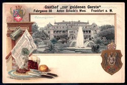 Frankfurt am Main: ca. 1905, Gold-Prägedruckkarte 'Gasthof zur ...