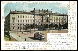 Leipzig: 1901, Farbkarte mit Aufnahme des Hauptpostamtes, davor ...